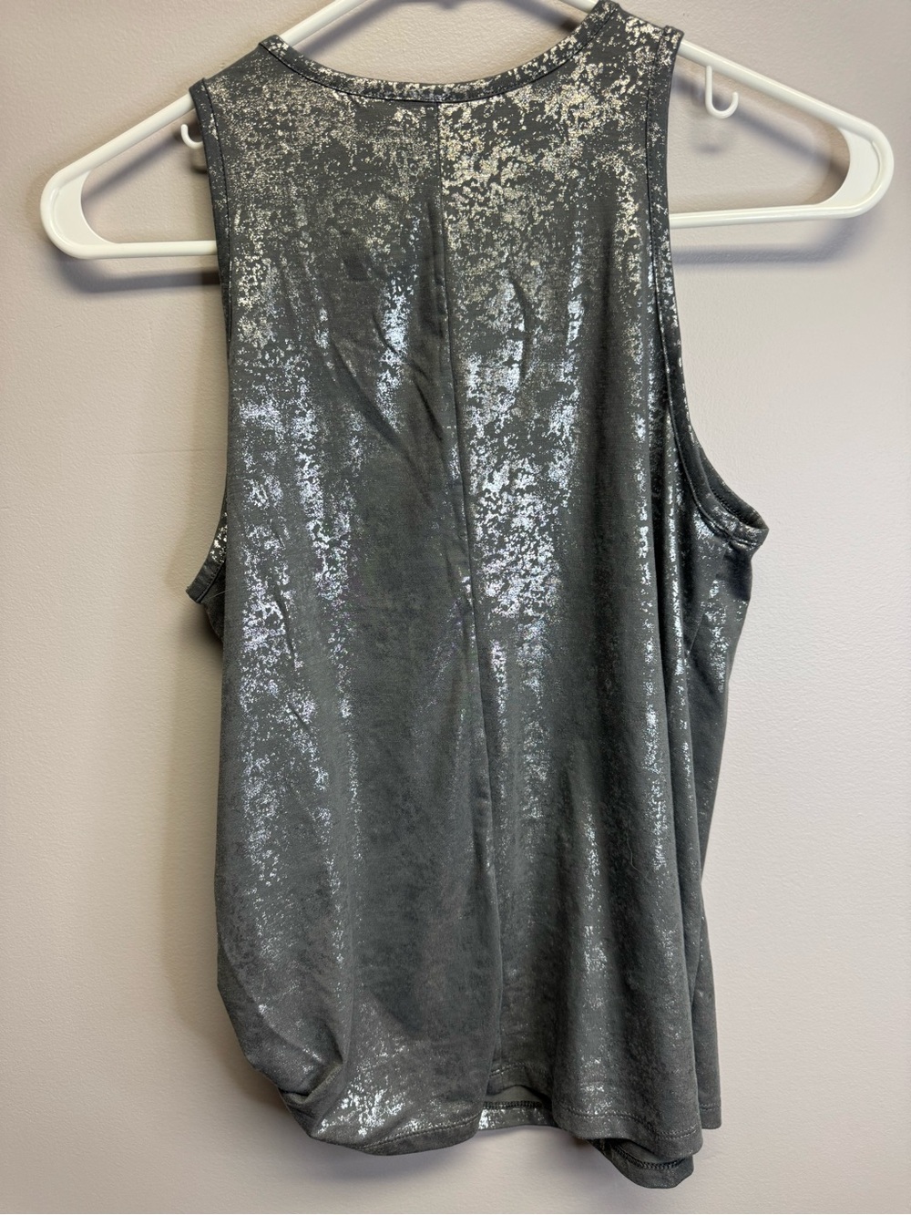 Metallic Gray Sleeveless Tank Top with Tie Side - Picture 4 of 4